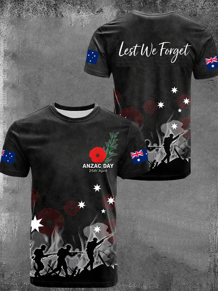 Men's Australia Anzac Day Lest We Forget Short Sleeve T-shirt