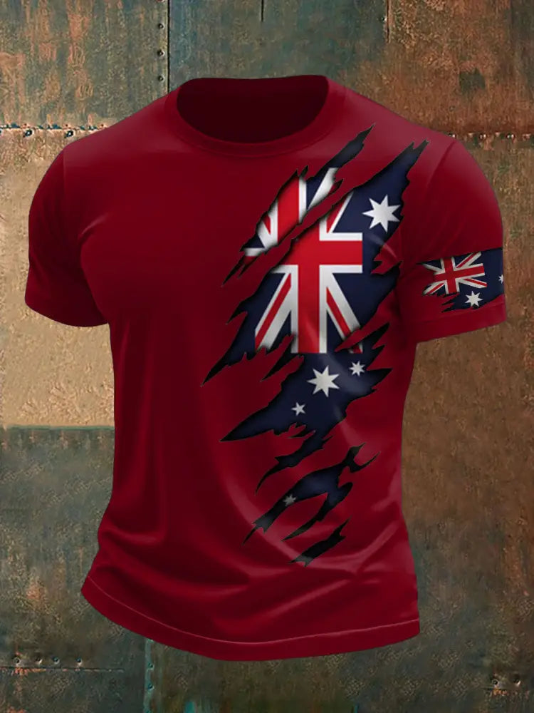Men’s AU Flag Pride Printed T-shirt Red / S