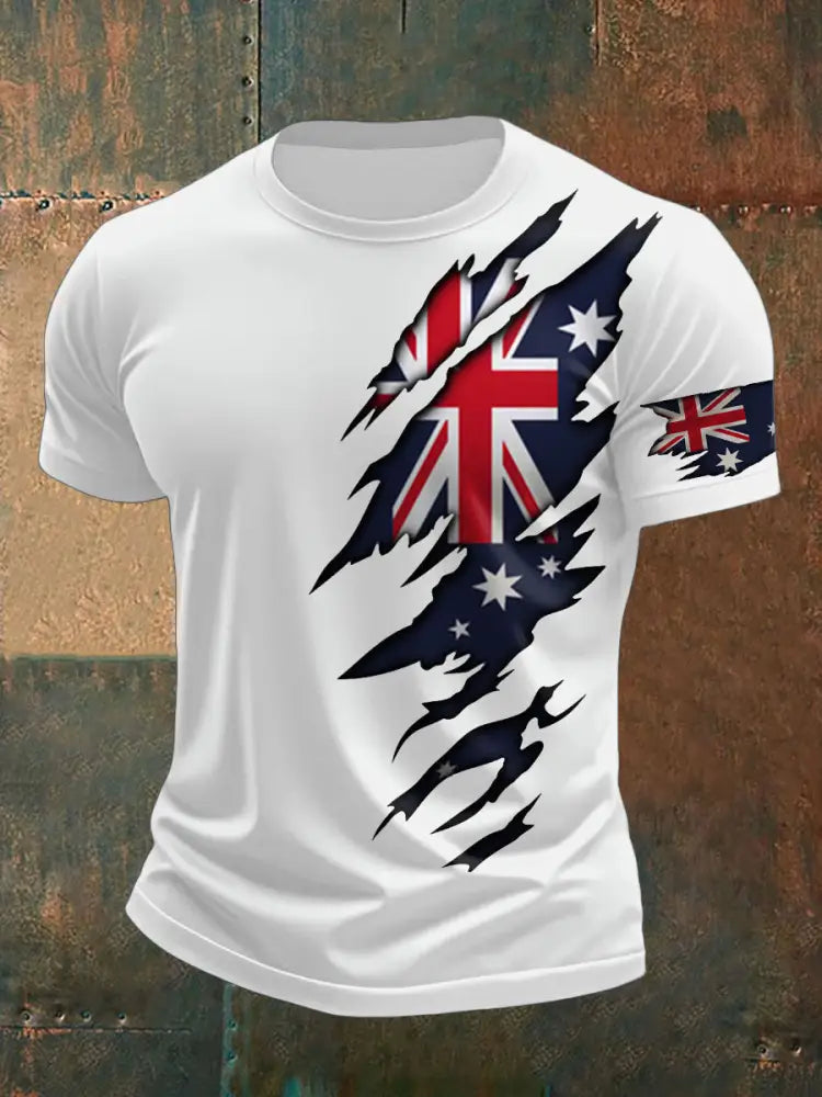 Men’s AU Flag Pride Printed T-shirt White / S