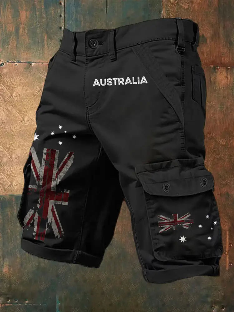 Men’s AU Flag Printed Shorts Black / S