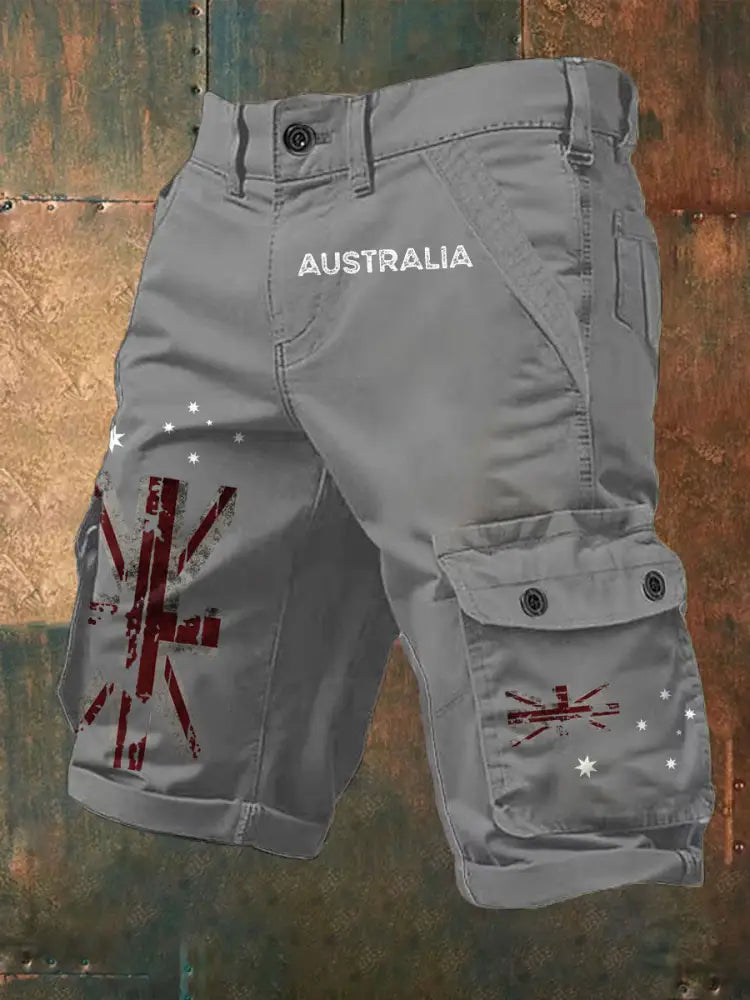 Men’s AU Flag Printed Shorts Light Gray / S