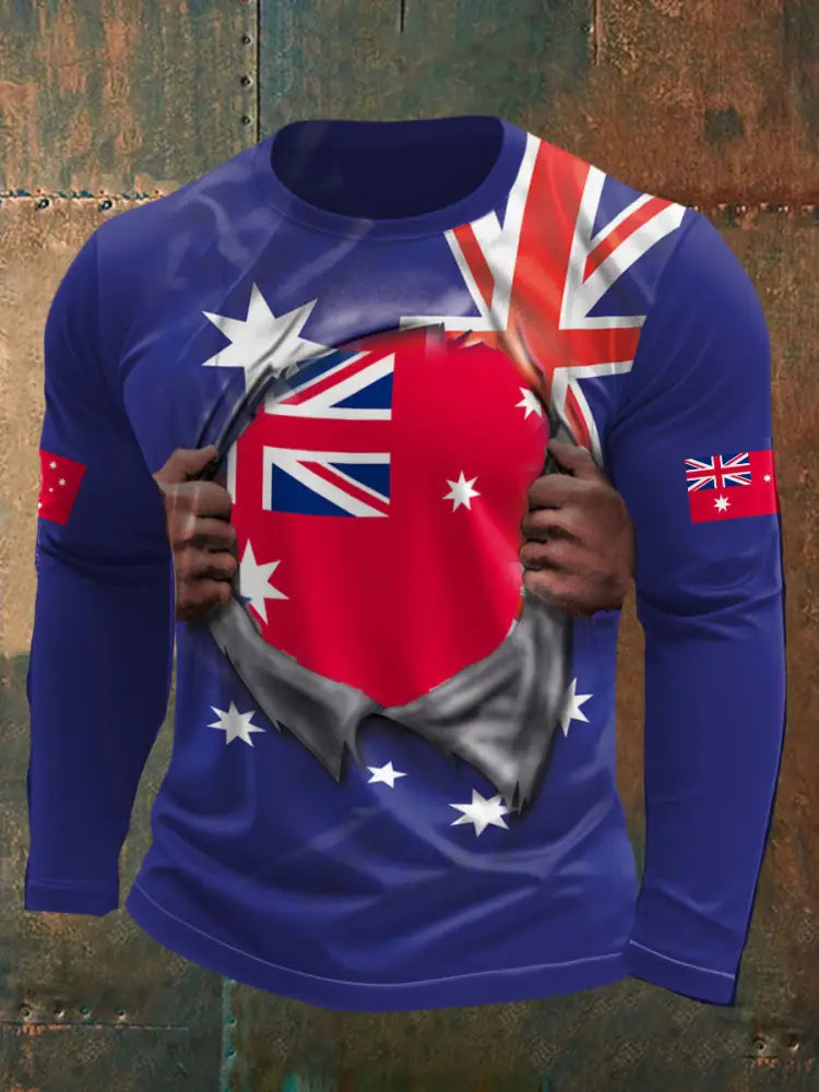 Men’s AU Flag Printed T-shirt Blue / S