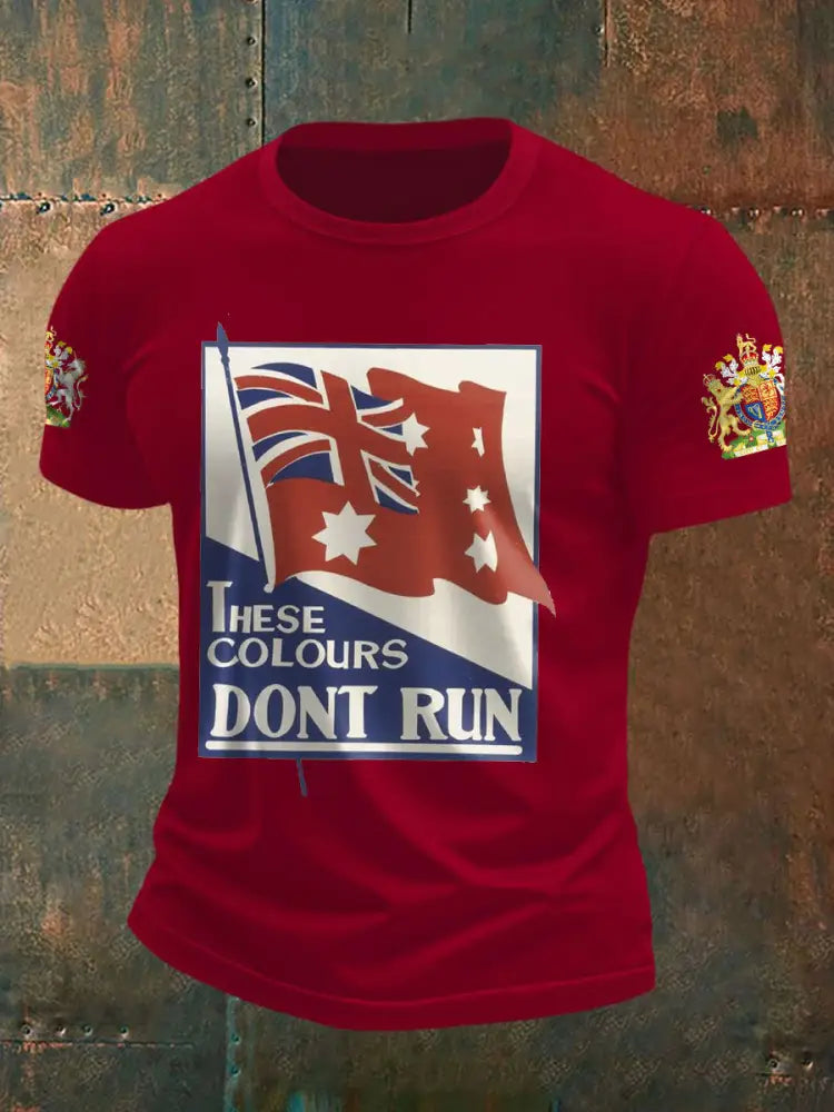 Men’s AU Flag Printed T-shirt Deep Red / S
