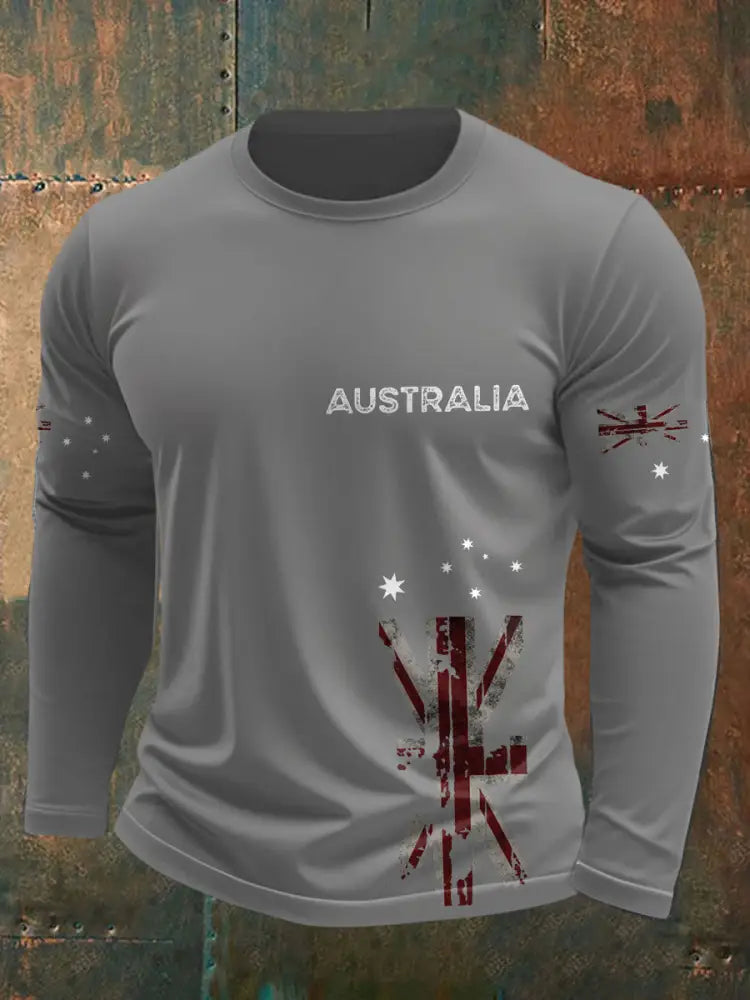 Men’s AU Flag Printed T-shirt Light Gray / S