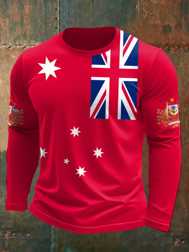 Men’s AU Flag Printed T-shirt Red / S