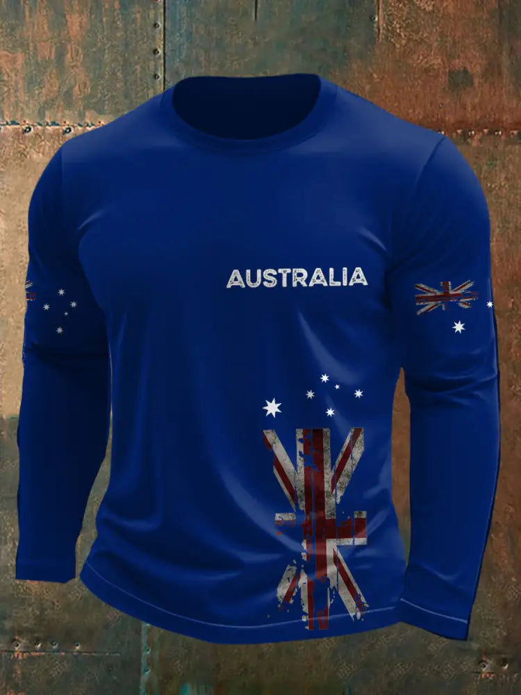 Men’s AU Flag Printed T-shirt Royal Blue / S