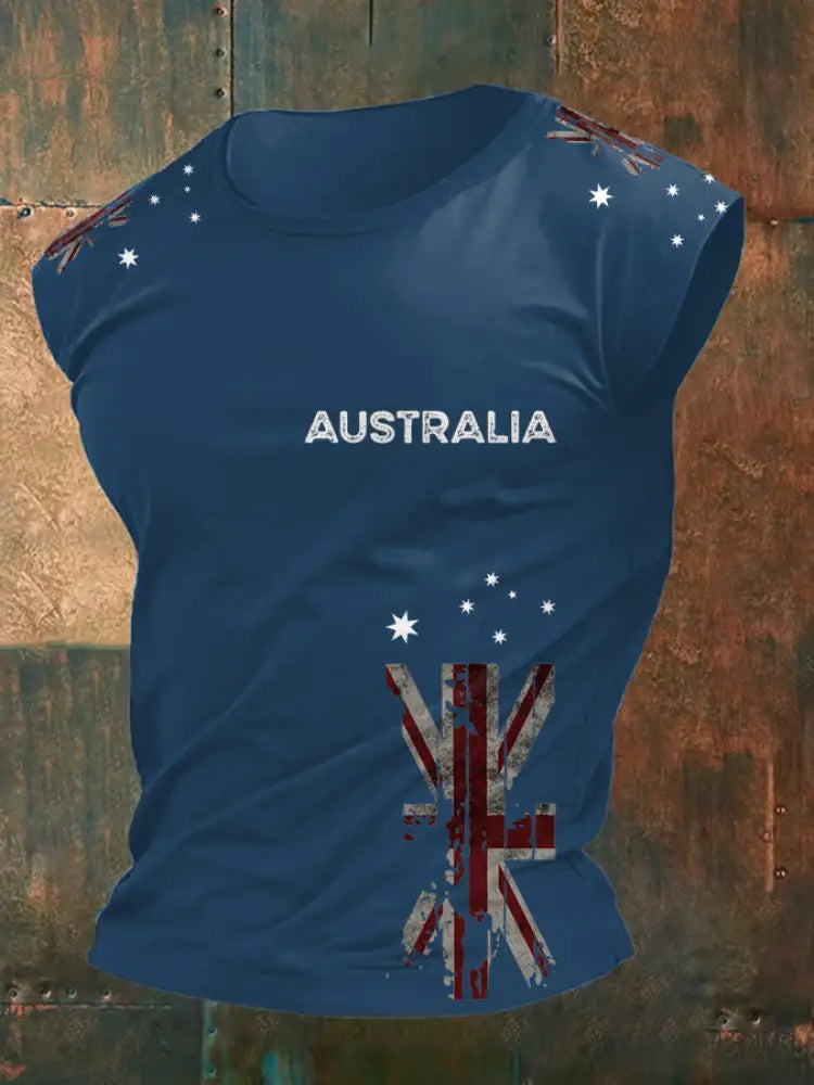 Men’s AU Flag Printed Vests Blue / S