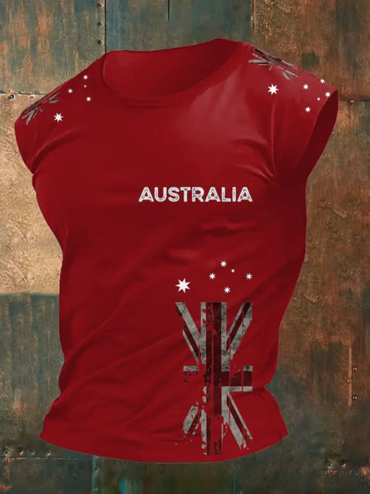 Men’s AU Flag Printed Vests Red / S