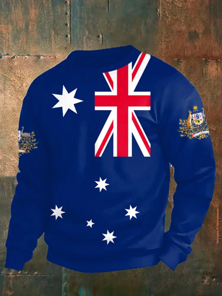 Men’s AU Flag Proud Printed Sweatshirt Navy Blue / S