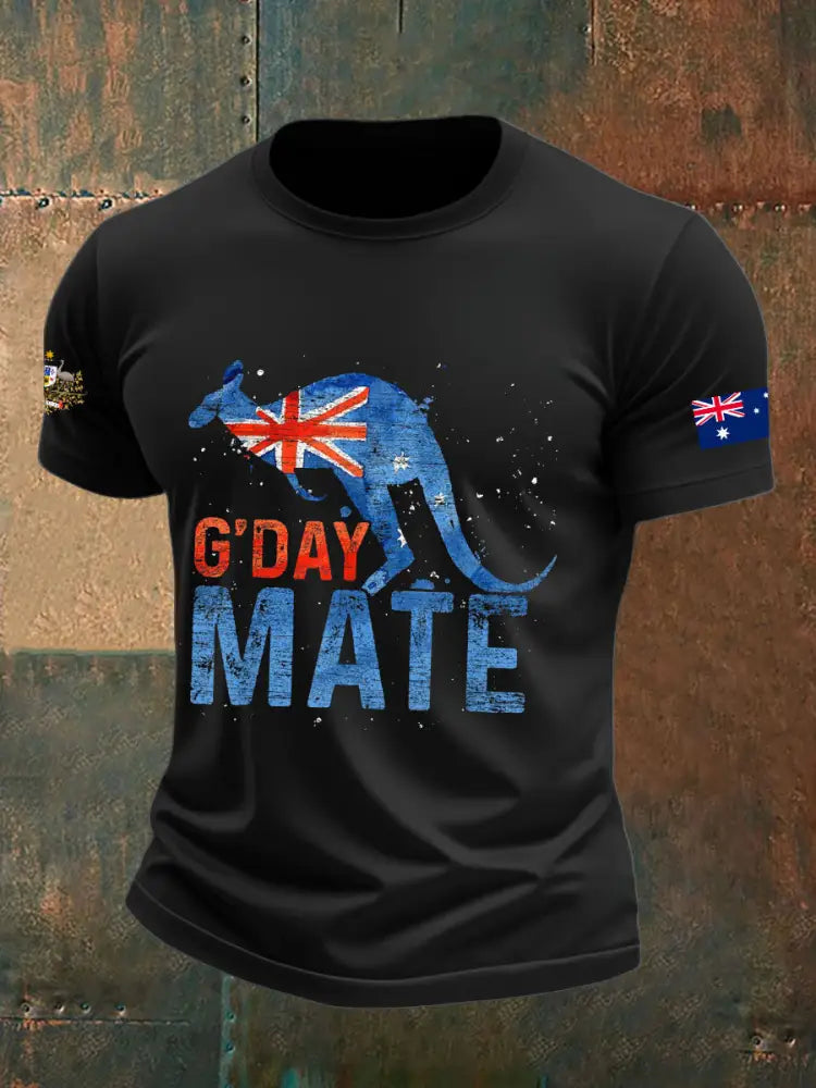 Men’s Australia Patriotic Printed T-shirt Black / S