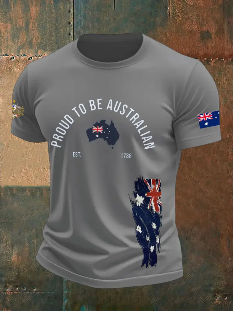 Men’s Australia Patriotic Printed T-shirt Light Gray / S
