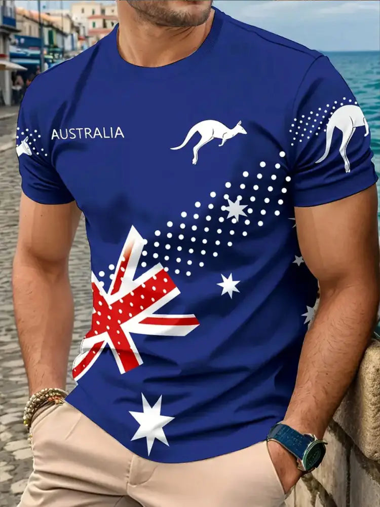 Men’s Australia Patriotic Printed T-shirt Navy Blue / S
