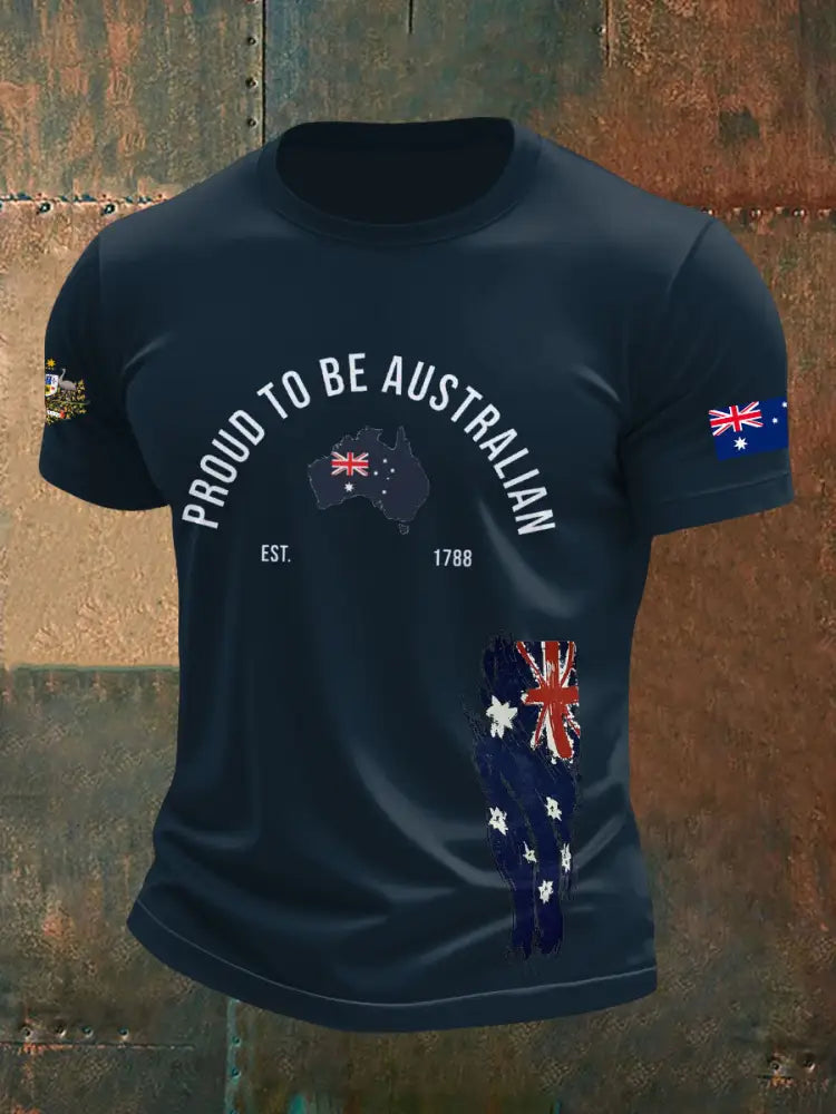 Men’s Australia Patriotic Printed T-shirt Navy Blue / S