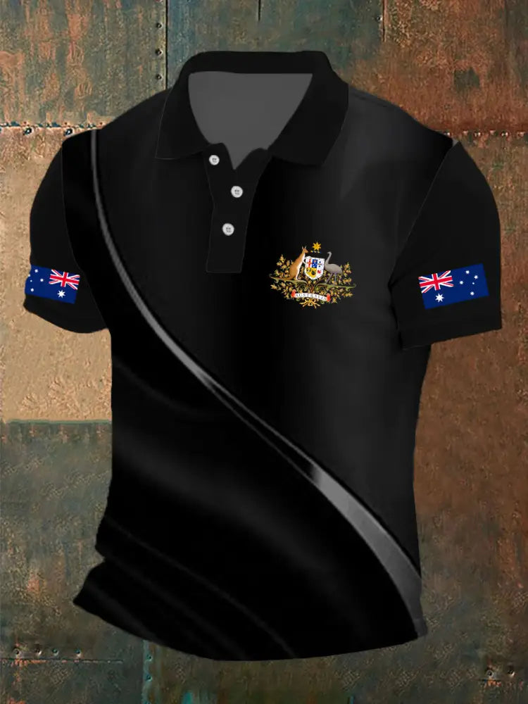 Men’s Australia Printed Casual Tops Black / S