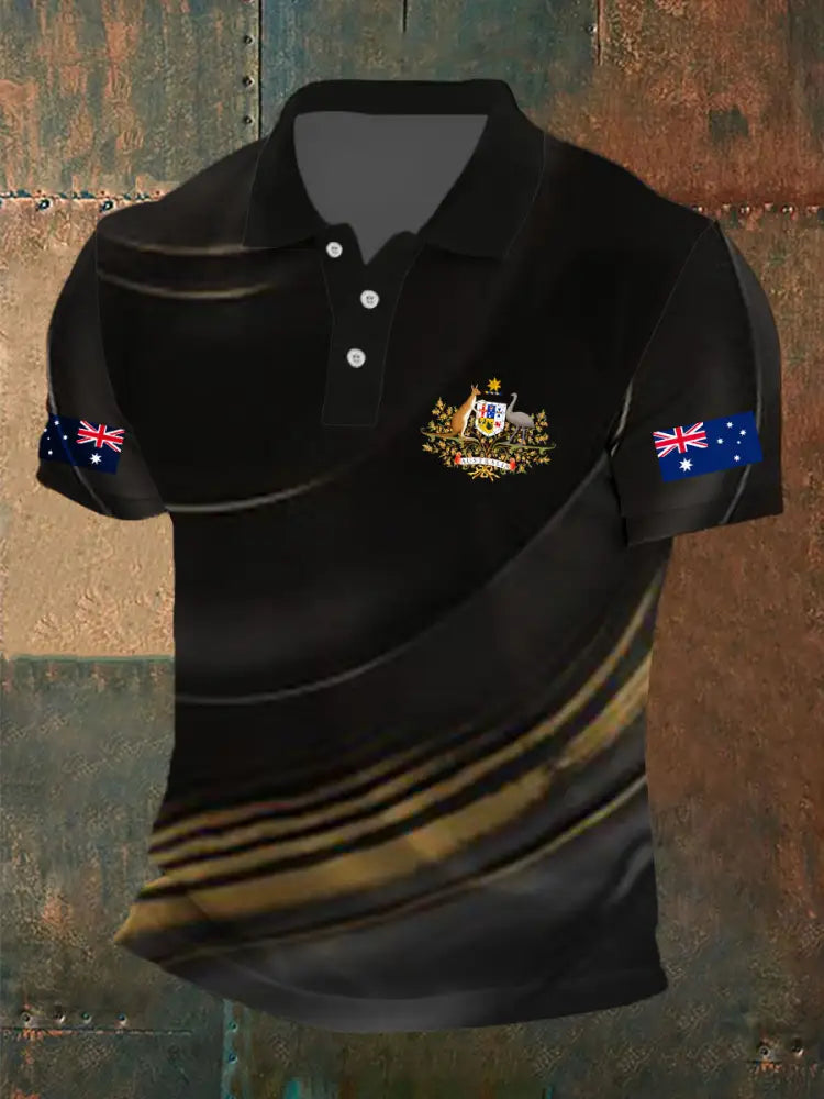 Men’s Australia Printed Casual Tops Black / S