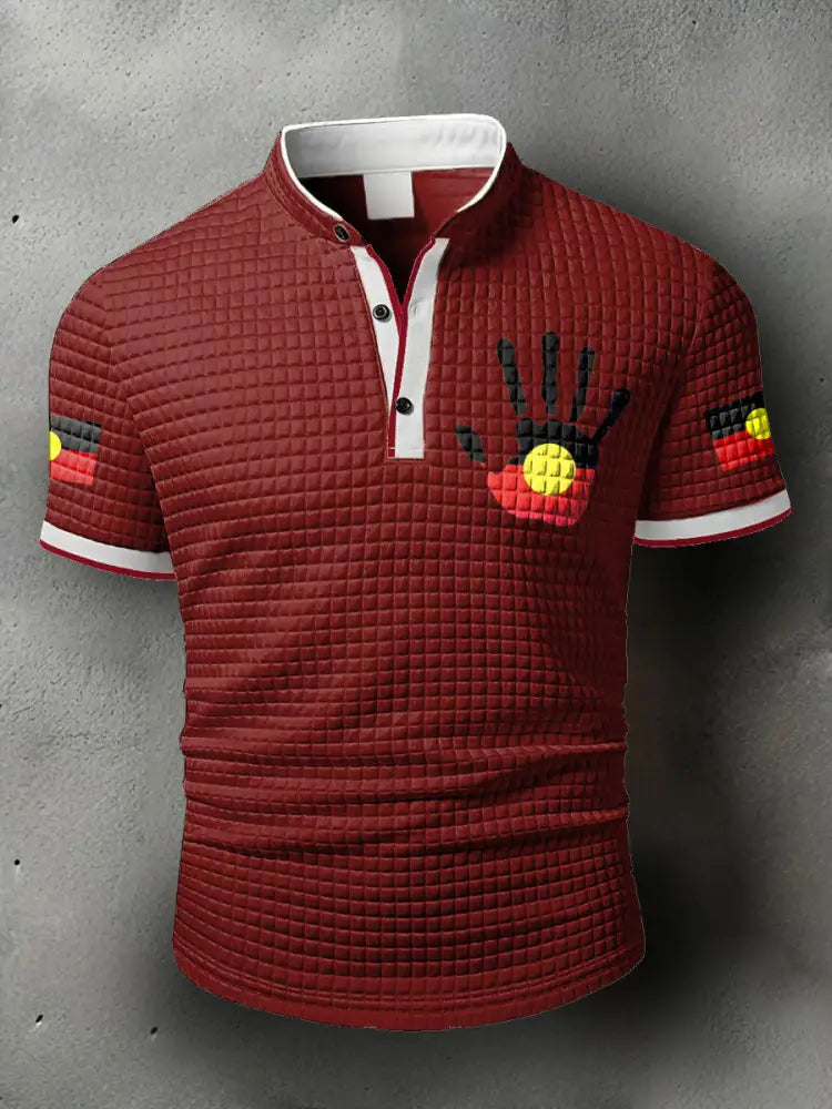 Men’s Australian Aboriginal Flag Printed Casual Tops Red / S
