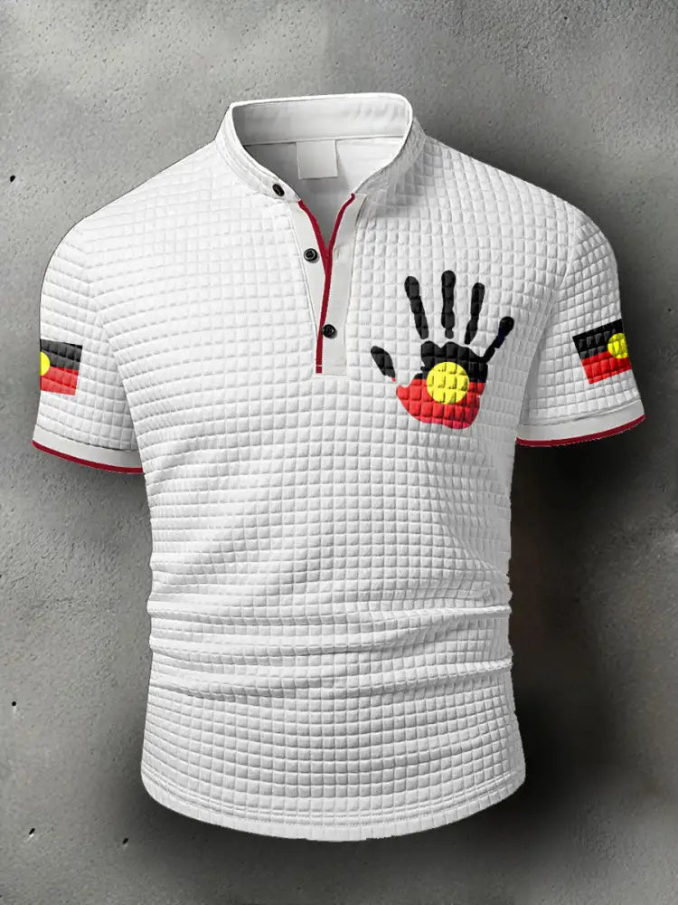Men’s Australian Aboriginal Flag Printed Casual Tops White / S