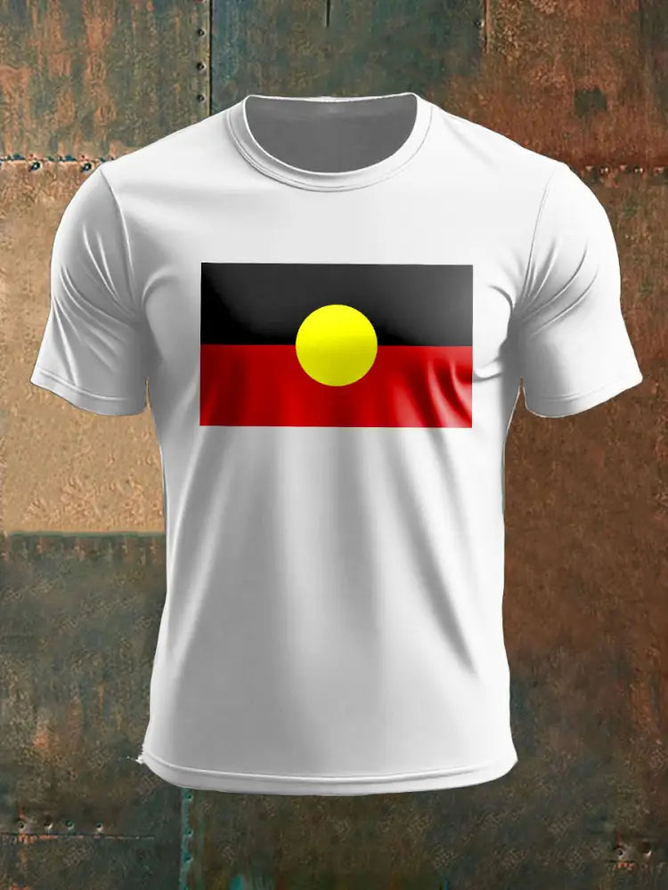 Men’s Australian Aboriginal Flag Printed T-shirt White / S