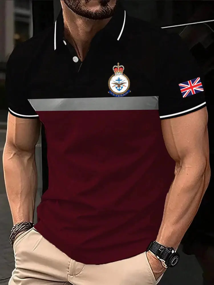 Men’s British Armed Forces MOD Veterans Stripes Print Casual Short Sleeve Top