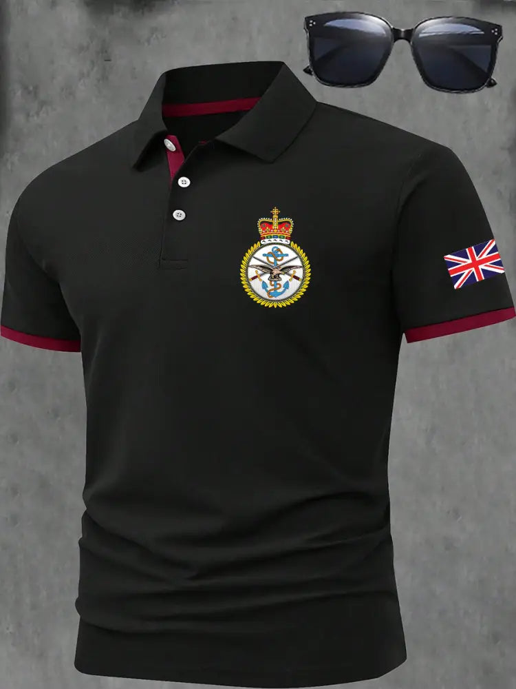 Men’s BRITISH ARMED FORCES Print Casual Short Sleeve Top Black / S