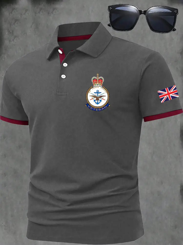 Men’s BRITISH ARMED FORCES Print Casual Short Sleeve Top Gray / S