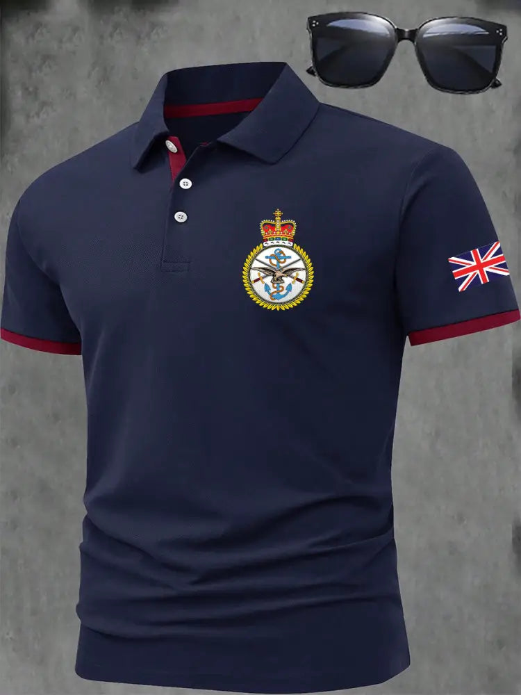 Men’s BRITISH ARMED FORCES Print Casual Short Sleeve Top Navy Blue / S