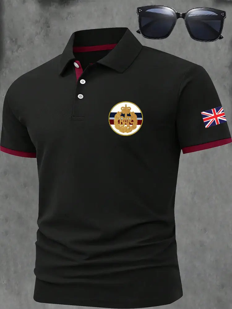 Men’s British Royal Air Force RAF Print Casual Short Sleeve Top Black / S