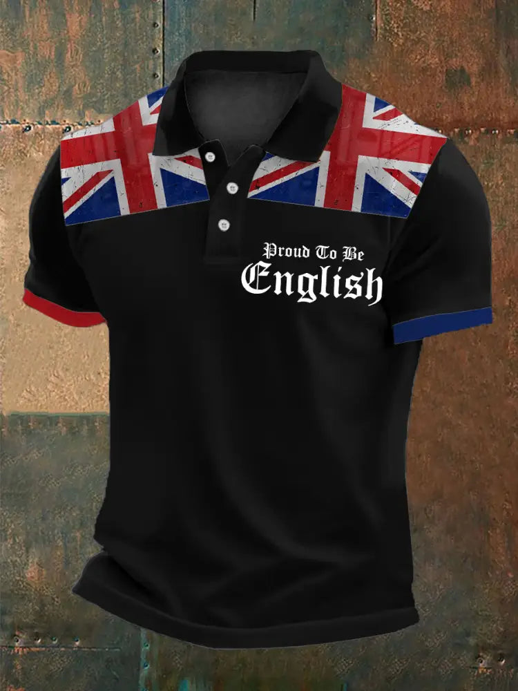 Men’s English Proud Printed Polo Shirt Black / S