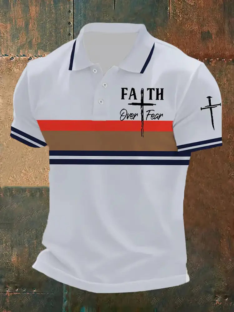 Men’s Faith Cross Printed Casual Polo Shirt A / S