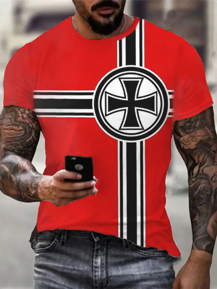 Men’s Iron Cross Print T-shirt As picture / S Men’s Clothing