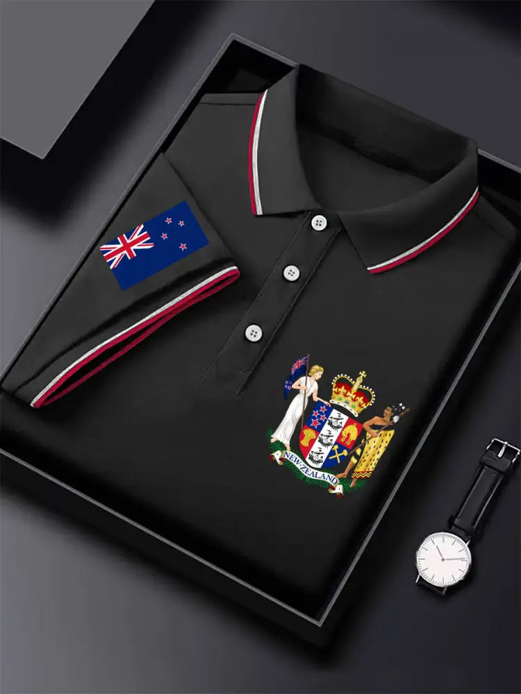 Men’s New Zealand Flag Pride Printed Casual Tops Black / S