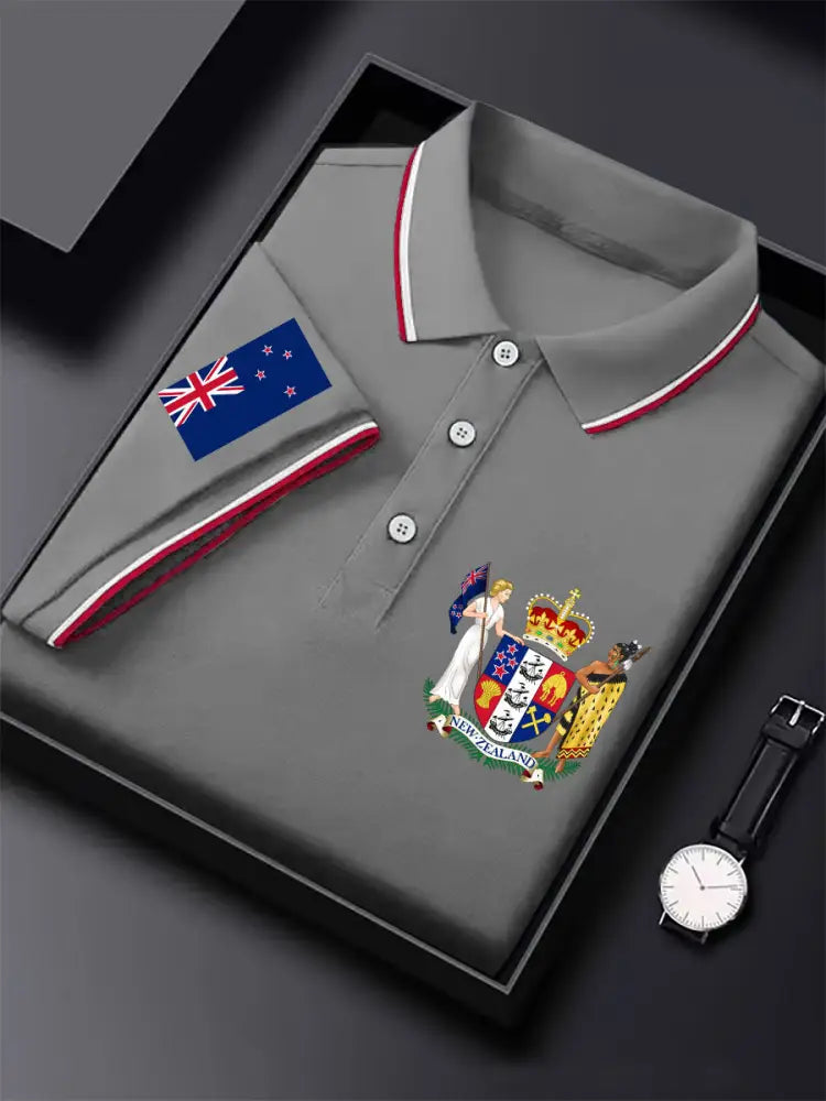 Men’s New Zealand Flag Pride Printed Casual Tops Light Gray / S