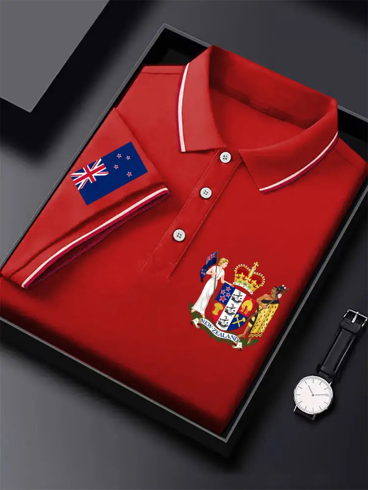 Men’s New Zealand Flag Pride Printed Casual Tops Red / S