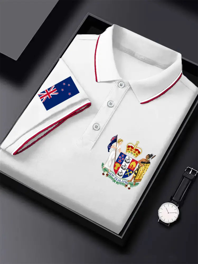 Men’s New Zealand Flag Pride Printed Casual Tops White / S