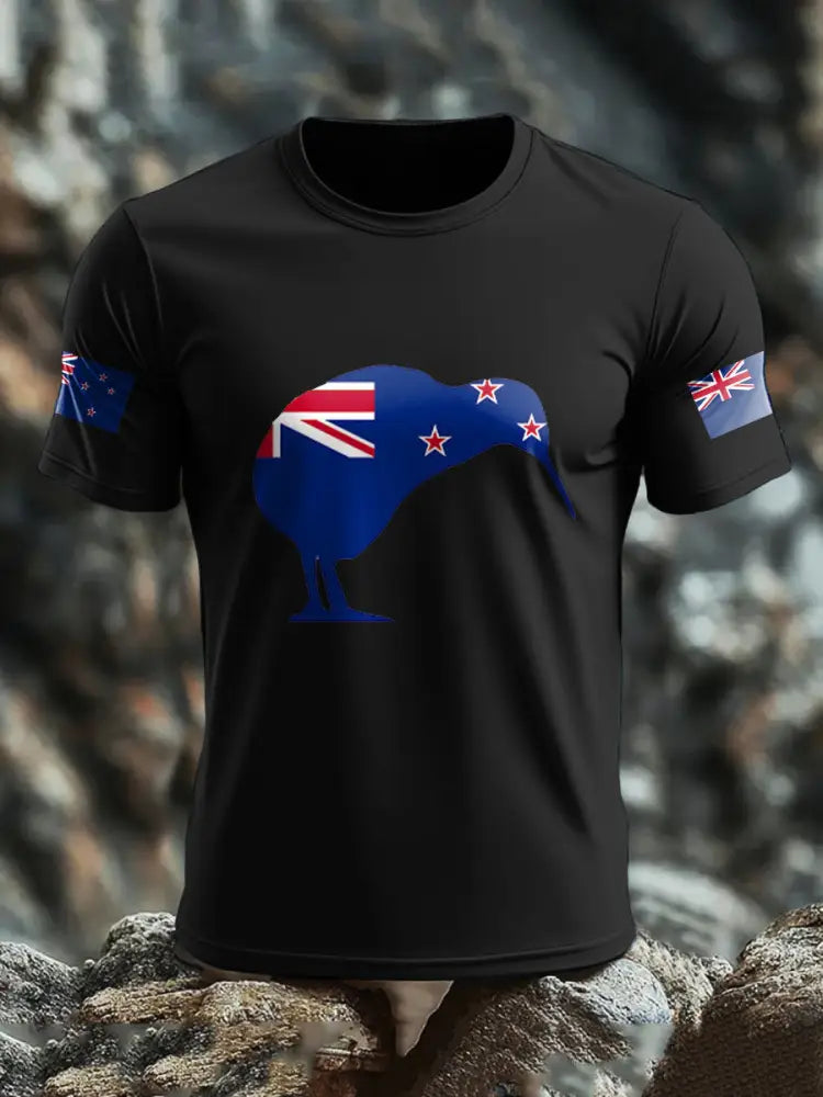 Men’s New Zealand Flag Pride Printed T-shirt Black / S