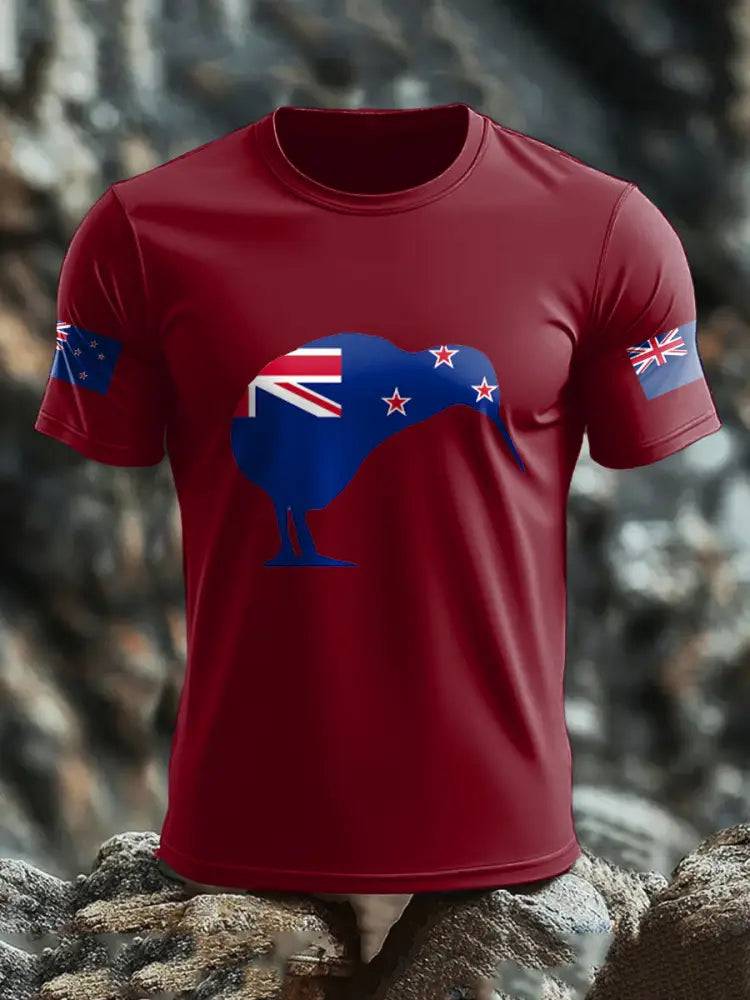 Men’s New Zealand Flag Pride Printed T-shirt Deep Red / S