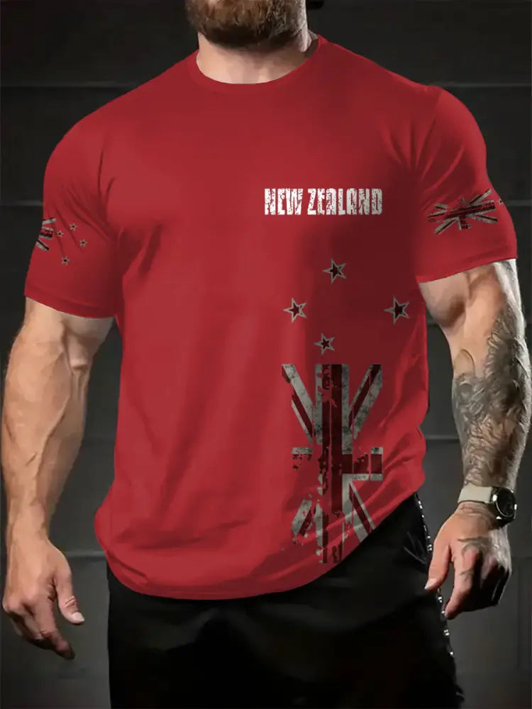 Men’s New Zealand Flag Printed T-shirt Red / S