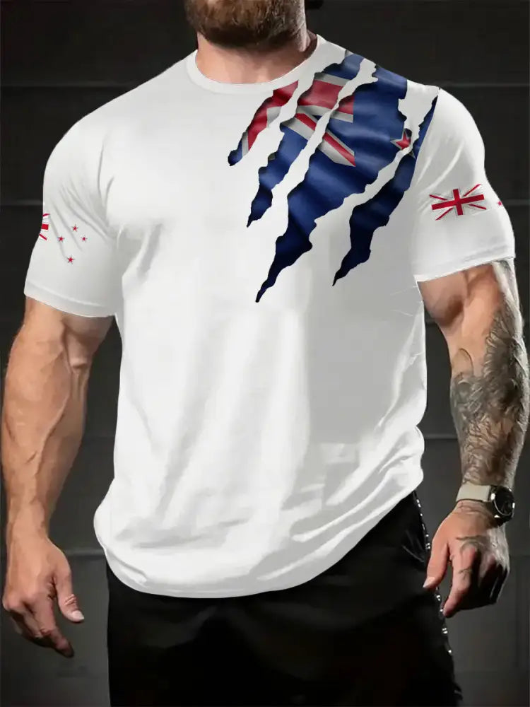Men’s New Zealand Flag Printed T-shirt White / S