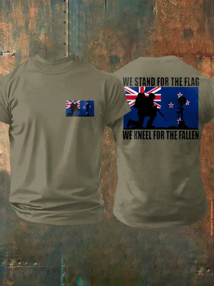 Men’s New Zealand Flag Veteran Printed T-shirt Army Green / S