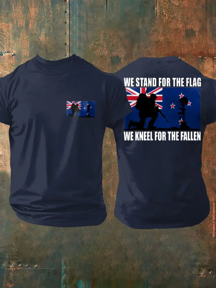 Men’s New Zealand Flag Veteran Printed T-shirt Navy Blue / S