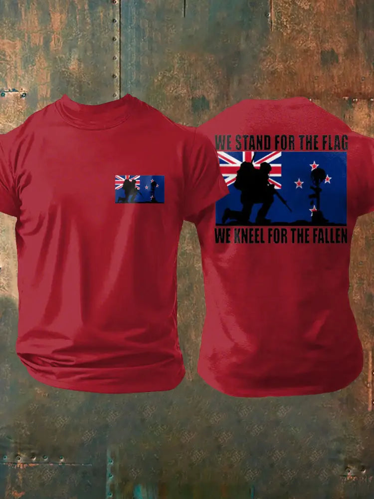 Men’s New Zealand Flag Veteran Printed T-shirt Pure Red / S