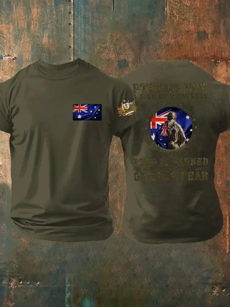 Men’s PTSD Awareness Veteran Printed T-shirt Army Green / S