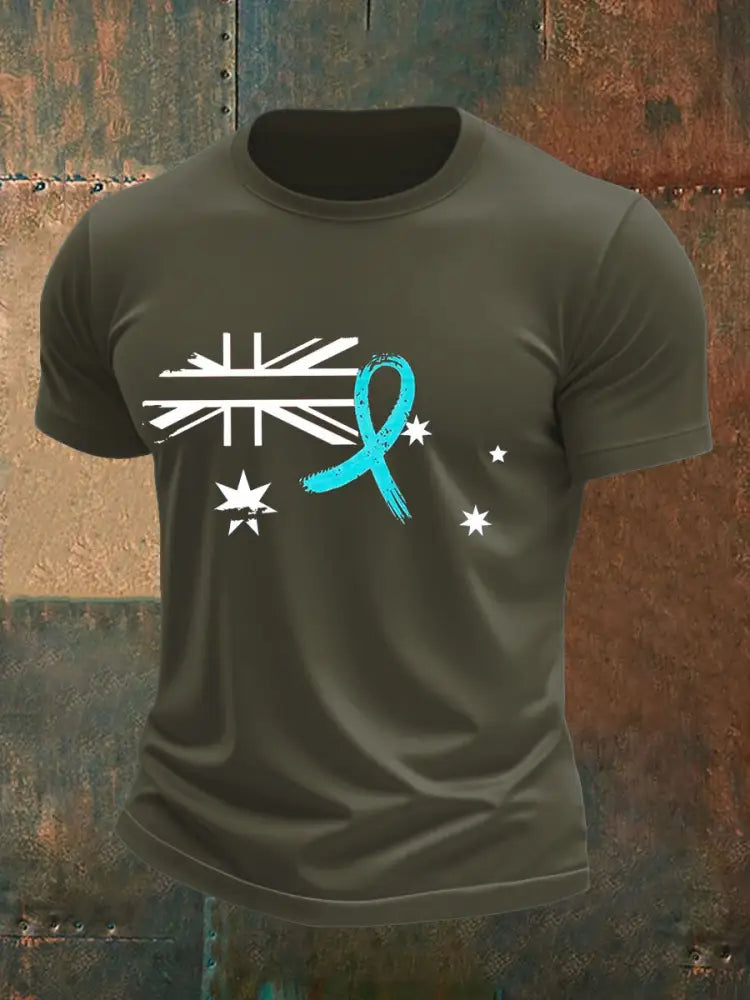 Men’s PTSD Awareness Veteran Printed T-shirt Army Green / S