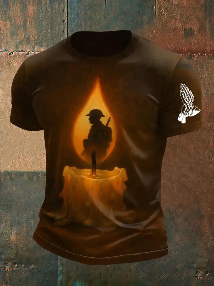 Men’s PTSD Awareness Veteran Printed T-shirt As picture / S