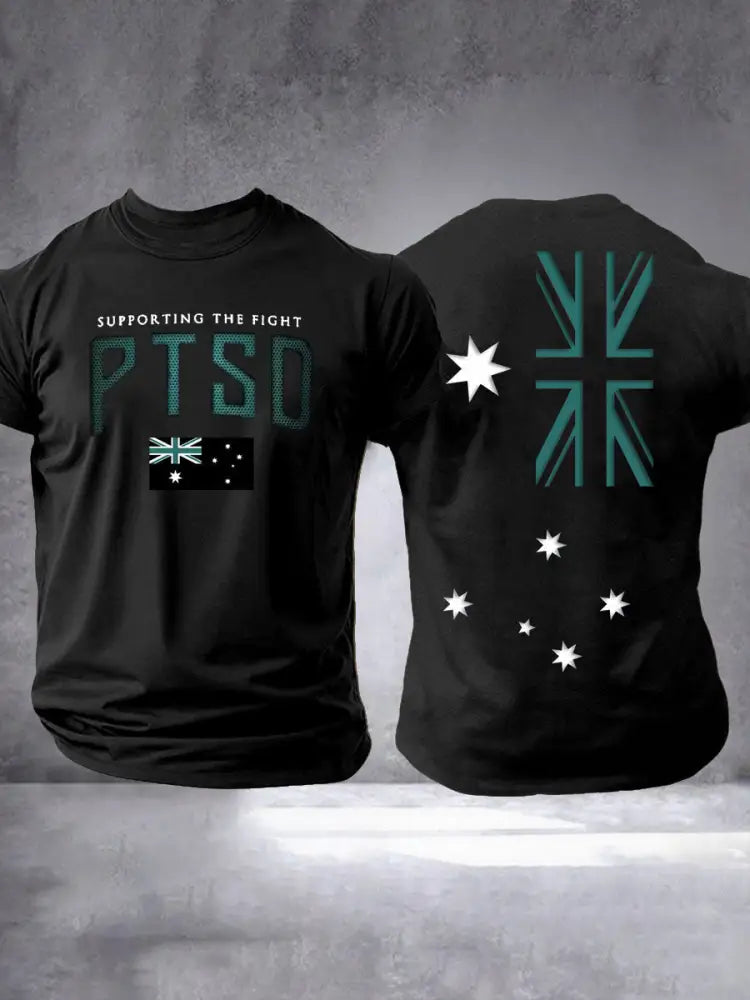 Men’s PTSD Awareness Veteran Printed T-shirt Black / S