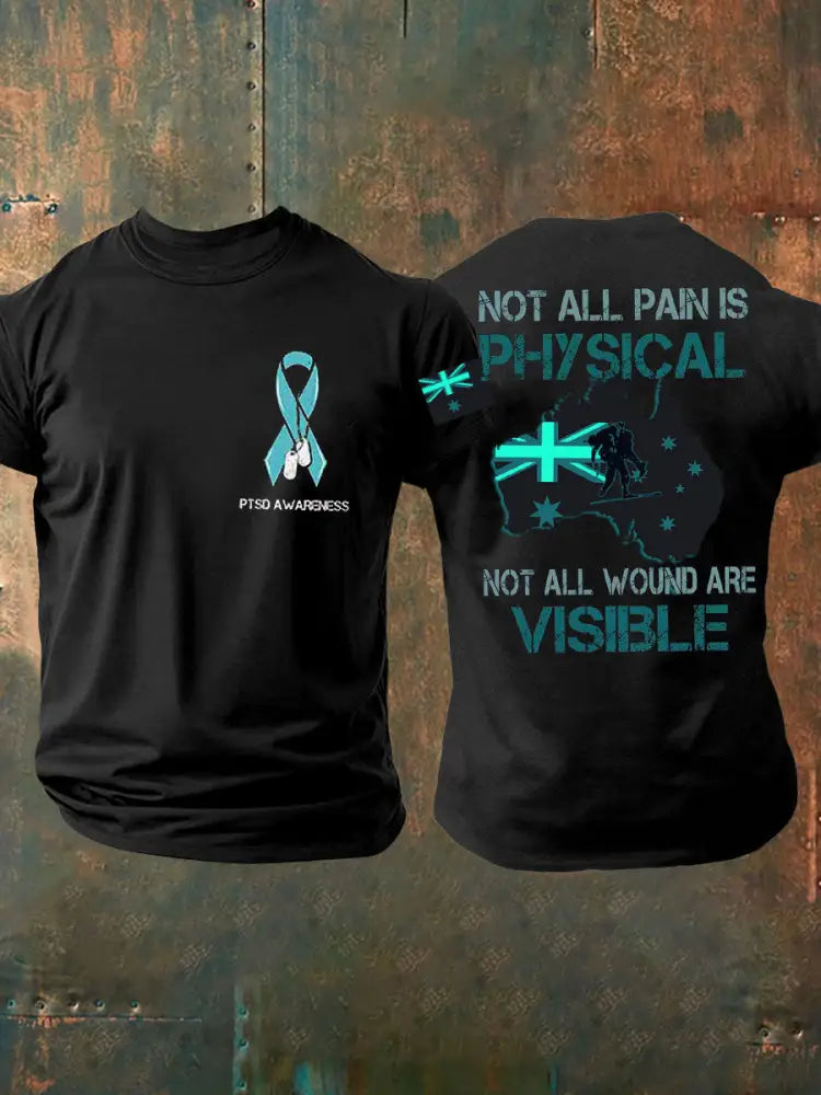 Men’s PTSD Awareness Veteran Printed T-shirt Black / S