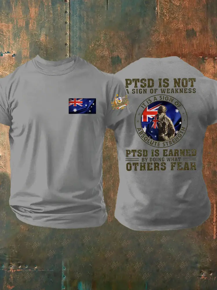 Men’s PTSD Awareness Veteran Printed T-shirt Light Gray / S