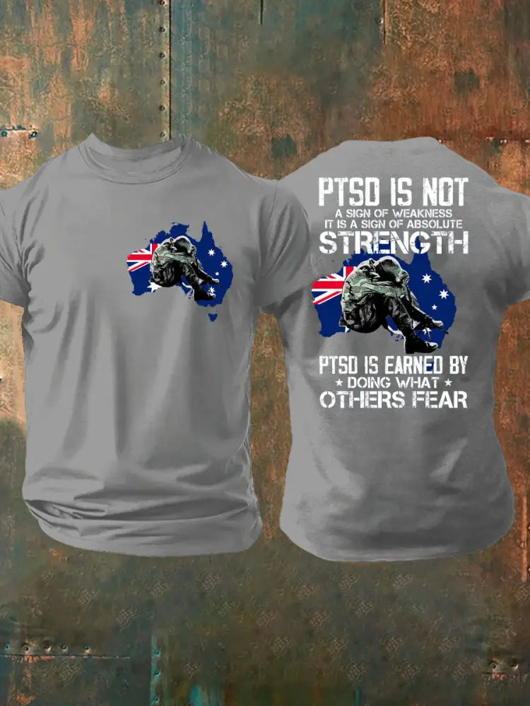 Men’s PTSD Awareness Veteran Printed T-shirt Light Gray / S