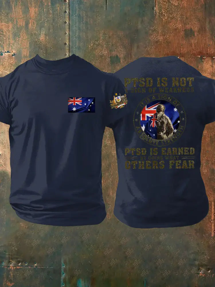 Men’s PTSD Awareness Veteran Printed T-shirt Navy Blue / S
