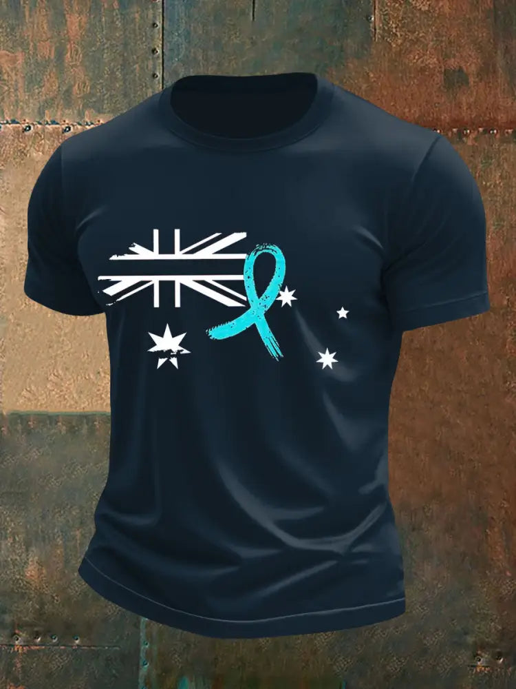 Men’s PTSD Awareness Veteran Printed T-shirt Navy Blue / S